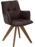 Dieter Knoll Armlehnstuhl, Dunkelbraun, Holz, Leder, Echtleder, Rindleder, Nussbaum,