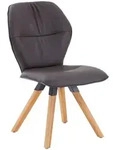 Valdera Stuhl, Taupe, Mokka, Holz, Textil, Leder, Echtleder, Rindleder, Wildeiche,