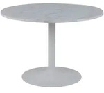 P & B Esstisch, Wei&szlig;, Metall, Stein, rund, S&auml;ule, rund, Bodenplatte, 75 cm,