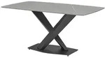 P & B Esstisch, Grau, Schwarz, Keramik, Marmoroptik, rechteckig, X-Form, Bodenplatte,