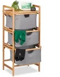 Relaxdays W&auml;schesortierer, Mehrfarbig, Holz, Textil, 44x96x34.5 cm, Ordnen &