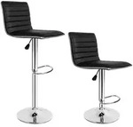 tectake Barhocker, Schwarz, Leder, 40x109x38 cm, Esszimmer, Barm&ouml;bel, Barhocker