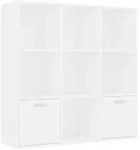 vidaXL B&uuml;cheschrank, Wei&szlig;, Holz, Strukturbuche, 7 F&auml;cher, Rechteckig,...