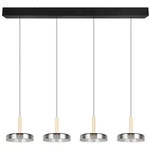 Trio Leuchten Led-Pendelleuchte Celeste, Schwarz, Chrom, Metall, Glas, 22x200x115 cm,
