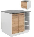 Vicco K&uuml;cheninsel, Eiche, Wei&szlig;, Holzwerkstoff, Rechteckig, 90x82x82 cm,...