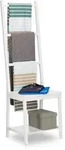 Relaxdays Handtuchhalter, Wei&szlig;, Holz, Holzwerkstoff, 40x133x42 cm, Schlafzimmer,