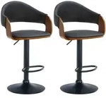 CLP Barhocker, Schwarz, Walnuss, Textil, 50x89x49 cm, Esszimmer, Barm&ouml;bel, Barhocker