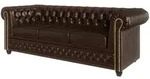 S-Style Chesterfield-Sofa, Braun, Textil, Echtholz,Birke, 3-Sitzer, F&uuml;llung: