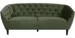 Ambia Home Chesterfield-Sofa, Dunkelgr&uuml;n, Holz, Kautschukholz, massiv, 3-Sitzer,