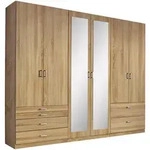 Xora Dreht&uuml;renschrank, Sonoma Eiche, Glas, Holzwerkstoff, 4 F&auml;cher, 6 Schublade(n)