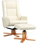 Homcom Relaxsessel, Creme, Kunststoff, Echtholz,Buche, F&uuml;llung: Schaumstoff,...