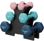Fitness-Set, Hellblau, Dunkelblau, Hellrosa, Metall, 3-teilig, 38.5x14.5x35.5 cm,