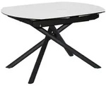 Novel Esstisch, Wei&szlig;, Schwarz, Metall, Glas, Keramik, oval, rund, 100x77x130-190 cm,
