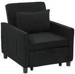 Homcom 3-In-1, Schwarz, Kunststoff, 74x81x84 cm, Wohnzimmer, Sessel, Schlafsessel