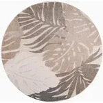 Novel Outdoorteppich Floral, Braun, Beige, Textil, Bl&auml;tter, rund, Oeko-Tex&reg;
