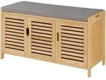[en.casa] Schuhschrank, Natur, Holz, Bambus, Rechteckig, 90x50x35 cm, Garderobe,
