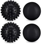 Relaxdays 4Xmassageball, Schwarz, Kunststoff, Rund, 6.5x6.5x6.5 cm, Freizeit,