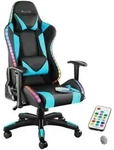 tectake Gamingstuhl, Schwarz, Hellblau, Textil, 66.5x126x69 cm, CE, Kinder- &