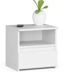 Akord Nachtschrank, Wei&szlig;, Holzwerkstoff, Nachbildung, 1 F&auml;cher, 1 Schubladen,