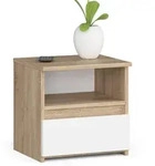 Akord Nachttisch, Sonoma Eiche, Wei&szlig;, Holzwerkstoff, Nachbildung, Holz Optik, 1