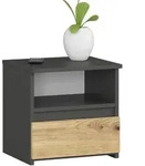 Akord Nachtschrank, Grau, Eiche Artisan, Holzwerkstoff, Nachbildung, 1 F&auml;cher, 1