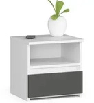 Akord Nachtschrank, Wei&szlig;, Grau, Holzwerkstoff, Nachbildung, 1 F&auml;cher, 1 Schubladen,