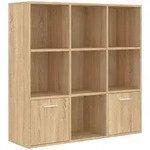 vidaXL B&uuml;cherschrank, Sonoma Eiche, Holz, Strukturbuche, 7 F&auml;cher, Rechteckig,