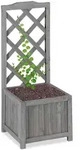 Relaxdays Rankkasten, Grau, Holz, 36x90x36 cm, Gartenzubeh&ouml;r, Hochbeete
