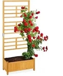 Relaxdays Rankgitter, Hellbraun, Holz, Kunststoff, 71x171x31.5 cm, Gartenzubeh&ouml;r,