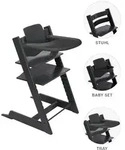 Stokke Hochstuhl-Set Tripp Trapp Bundle, Schwarz, Holz, Buche, 46x79x49 cm,