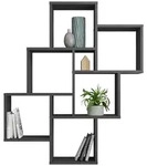 Mid.you Wandregal, Schwarz, Holzwerkstoff, 82x95x16 cm, Made in Germany, h&auml;ngend,
