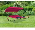 Gardenson Doppelliege, Rot, Metall, Textil, 130x137x200 cm, R&auml;der am Kopfende,