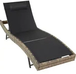tectake Rattan-Sonnenliege, Natur, Kunststoff, 69x94x211 cm, Gartenm&ouml;bel,