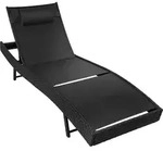 tectake Rattan-Sonnenliege, Schwarz, Kunststoff, 69x94x211 cm, Gartenm&ouml;bel,