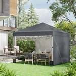 Outsunny Faltpavillon,, Dunkelgrau, Metall, 297x274x297 cm, Sonnen- &...