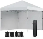 Outsunny Faltpavillon,, Hellgrau, Metall, 297x288x297 cm, Sonnen- & Sichtschutz,