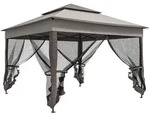 Outsunny Faltpavillon, Hellgrau, Metall, 325x270x325 cm, Sonnen- & Sichtschutz,