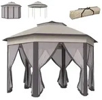 Outsunny Faltpavillon,, Braun, Metall, 405x285x405 cm, Sonnenschutz &...