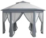 Outsunny Faltpavillon,, Grau, Metall, 405x285x405 cm, Sonnen- & Sichtschutz,