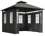 Outsunny Pavillon,, Dunkelgrau, Metall, 300x288x300 cm, Sonnenschutz & Sichtschutz,