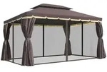 Outsunny Pavillon, Dunkelbraun, Schwarz, Metall, Kunststoff, 290x280x390 cm,...