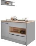 P & B K&uuml;cheninsel, Grau, Eiche, Holzwerkstoff, 3 Schublade(n) Schubladen,...
