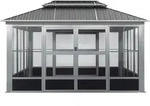 Pavillon, Metalloptik, 291x436x311 cm, Sonnen- & Sichtschutz, Pavillons & Pergolas,