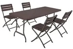Gardenson Gartenset, Braun, Schwarz, Metall, Kunststoff, 5-teilig, 83x83x54 cm, Tisch