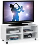Relaxdays Tv-Board, Wei&szlig;, Holzwerkstoff, Textil, 80x35x35 cm, Wohnzimmer, TV M&ouml;bel