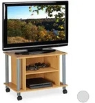 Relaxdays Tv-Tisch, Hellbraun, Holzwerkstoff, Kunststoff, Textil, 60x45x40 cm,
