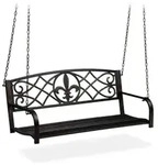 Relaxdays H&auml;ngebank, Schwarz, Metall, 133x197x58 cm, Gartenm&ouml;bel, Gartenb&auml;nke