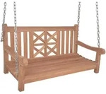 Gardenson H&auml;ngebank, Braun, Holz, Teakholz, vollmassiv, 2-Sitzer, 66x62x120 cm,