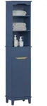 SoBuy Hochschrank, Blau, Holzwerkstoff, Holz, 35x170x30 cm, Badezimmer,