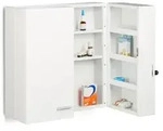 Relaxdays Medizinschrank, Wei&szlig;, Metall, 53x53x20 cm, Badezimmer,
